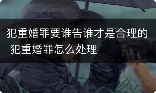 犯重婚罪要谁告谁才是合理的 犯重婚罪怎么处理