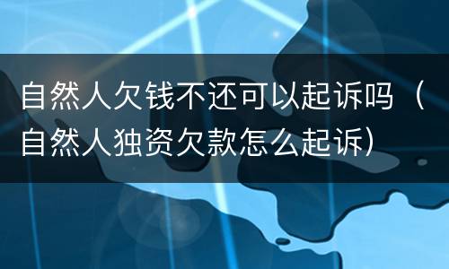 自然人欠钱不还可以起诉吗（自然人独资欠款怎么起诉）
