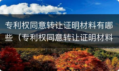 专利权同意转让证明材料有哪些（专利权同意转让证明材料有哪些内容）