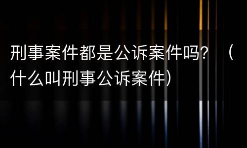 刑事案件都是公诉案件吗？（什么叫刑事公诉案件）