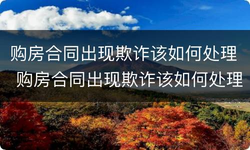 购房合同出现欺诈该如何处理 购房合同出现欺诈该如何处理呢