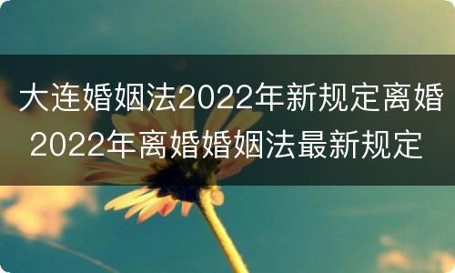 大连婚姻法2022年新规定离婚 2022年离婚婚姻法最新规定