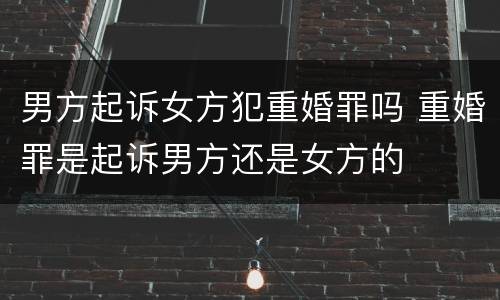 男方起诉女方犯重婚罪吗 重婚罪是起诉男方还是女方的