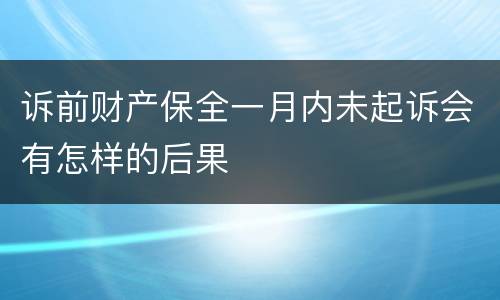 诉前财产保全一月内未起诉会有怎样的后果