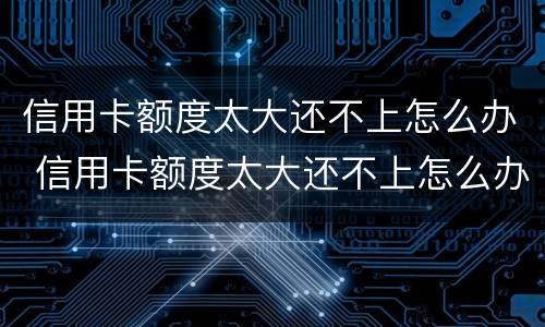 信用卡额度太大还不上怎么办 信用卡额度太大还不上怎么办呢