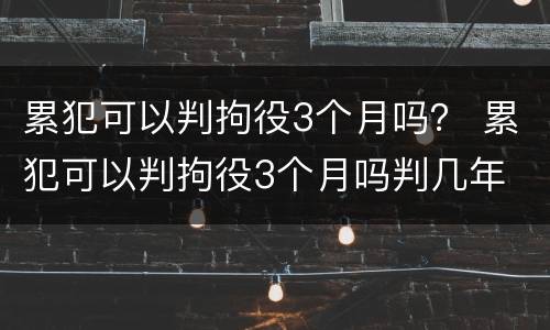 累犯可以判拘役3个月吗？ 累犯可以判拘役3个月吗判几年
