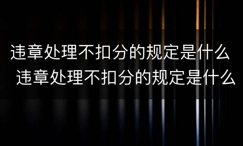 违章处理不扣分的规定是什么 违章处理不扣分的规定是什么呢
