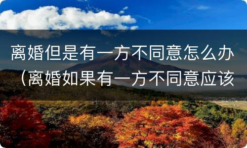 离婚但是有一方不同意怎么办（离婚如果有一方不同意应该怎么办）