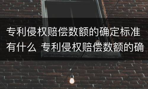 专利侵权赔偿数额的确定标准有什么 专利侵权赔偿数额的确定标准有什么规定