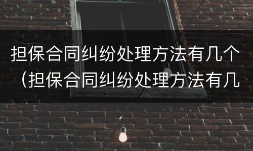 担保合同纠纷处理方法有几个（担保合同纠纷处理方法有几个规定）