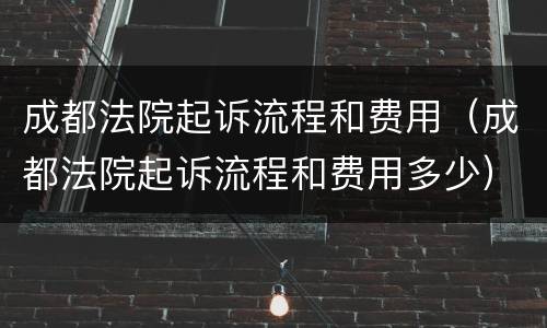 成都法院起诉流程和费用（成都法院起诉流程和费用多少）
