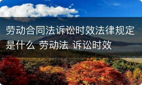 劳动合同法诉讼时效法律规定是什么 劳动法 诉讼时效