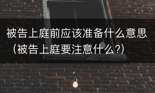 被告上庭前应该准备什么意思（被告上庭要注意什么?）