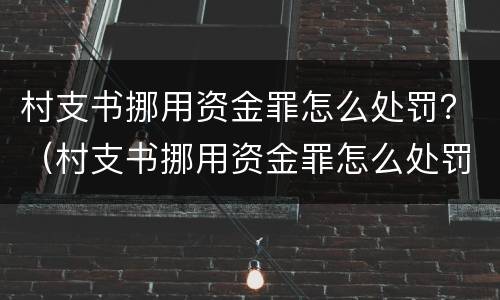 村支书挪用资金罪怎么处罚？（村支书挪用资金罪怎么处罚他）