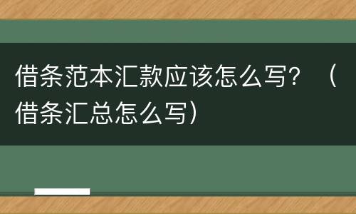 借条范本汇款应该怎么写？（借条汇总怎么写）