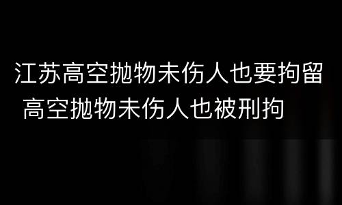 江苏高空抛物未伤人也要拘留 高空抛物未伤人也被刑拘