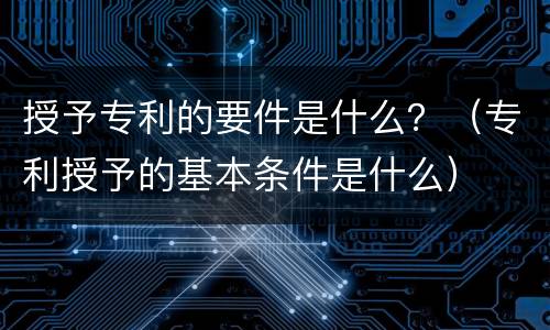 授予专利的要件是什么？（专利授予的基本条件是什么）