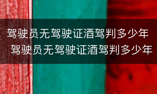 驾驶员无驾驶证酒驾判多少年 驾驶员无驾驶证酒驾判多少年以上