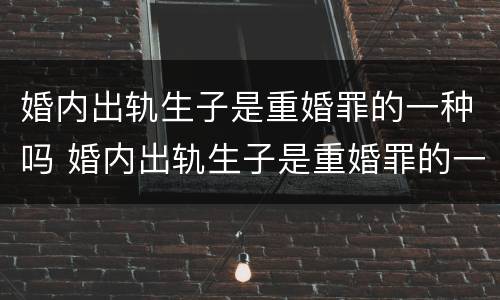 婚内出轨生子是重婚罪的一种吗 婚内出轨生子是重婚罪的一种吗