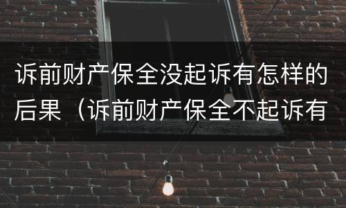 诉前财产保全没起诉有怎样的后果（诉前财产保全不起诉有什么后果）