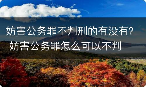 妨害公务罪不判刑的有没有？ 妨害公务罪怎么可以不判