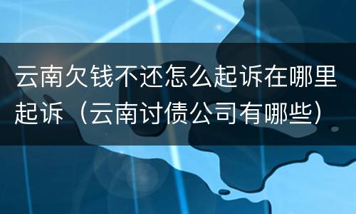 云南欠钱不还怎么起诉在哪里起诉（云南讨债公司有哪些）