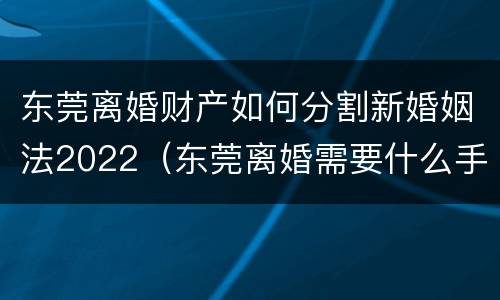 东莞离婚财产如何分割新婚姻法2022（东莞离婚需要什么手续费吗）