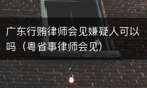 广东行贿律师会见嫌疑人可以吗（粤省事律师会见）