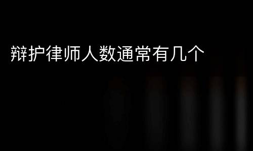 辩护律师人数通常有几个