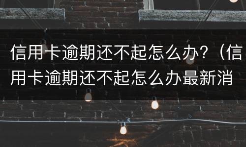 信用卡逾期还不起怎么办?（信用卡逾期还不起怎么办最新消息）