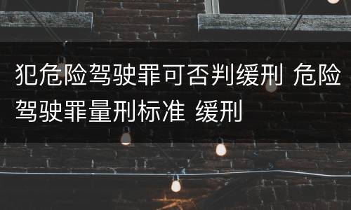 犯危险驾驶罪可否判缓刑 危险驾驶罪量刑标准 缓刑