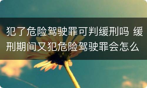 犯了危险驾驶罪可判缓刑吗 缓刑期间又犯危险驾驶罪会怎么样