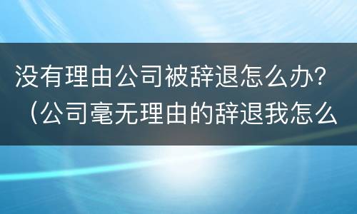 没有理由公司被辞退怎么办？（公司毫无理由的辞退我怎么办）