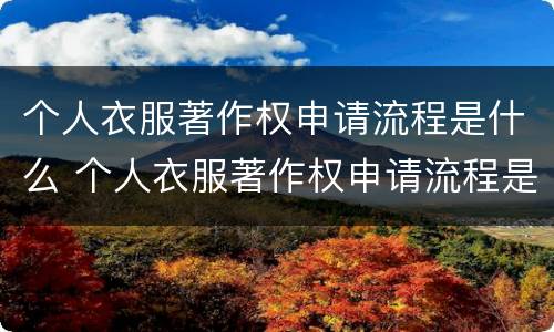 个人衣服著作权申请流程是什么 个人衣服著作权申请流程是什么意思