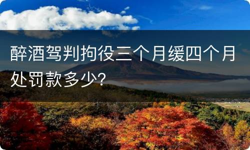 醉酒驾判拘役三个月缓四个月处罚款多少？