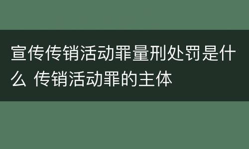 宣传传销活动罪量刑处罚是什么 传销活动罪的主体