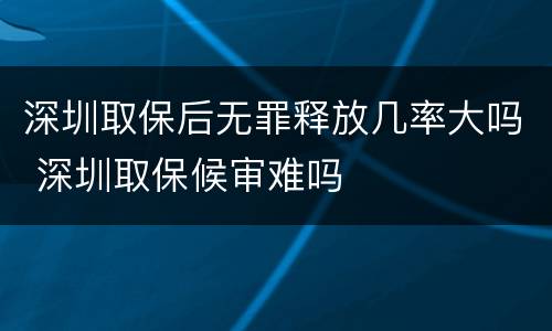 深圳取保后无罪释放几率大吗 深圳取保候审难吗