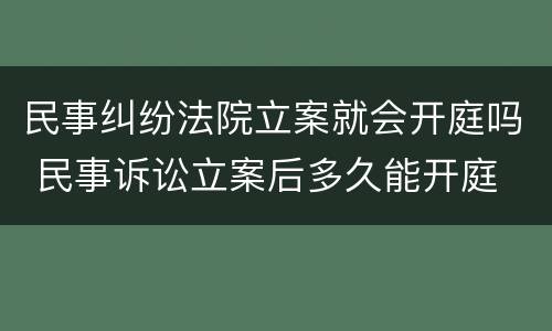 民事纠纷法院立案就会开庭吗 民事诉讼立案后多久能开庭
