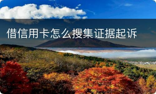 借信用卡怎么搜集证据起诉