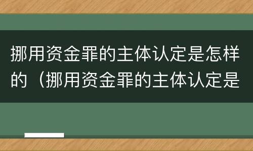 挪用资金罪的主体认定是怎样的（挪用资金罪的主体认定是怎样的标准）