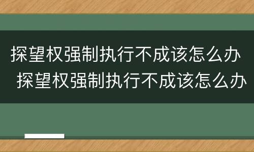 探望权强制执行不成该怎么办 探望权强制执行不成该怎么办