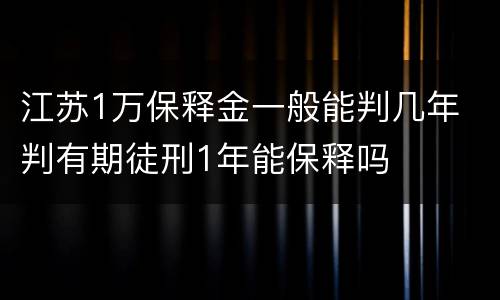 江苏1万保释金一般能判几年 判有期徒刑1年能保释吗