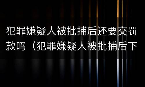 犯罪嫌疑人被批捕后还要交罚款吗（犯罪嫌疑人被批捕后下一步怎么办）