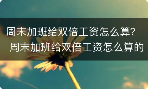 周末加班给双倍工资怎么算？ 周末加班给双倍工资怎么算的