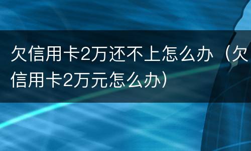 欠信用卡2万还不上怎么办（欠信用卡2万元怎么办）