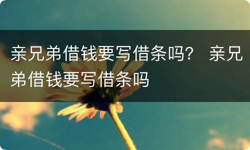 亲兄弟借钱要写借条吗？ 亲兄弟借钱要写借条吗