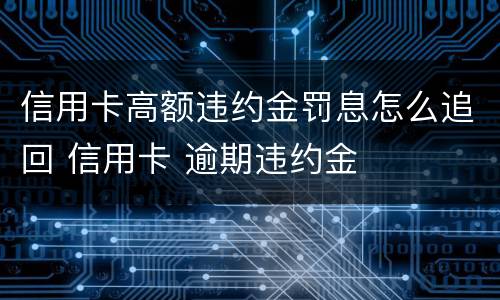 信用卡高额违约金罚息怎么追回 信用卡 逾期违约金