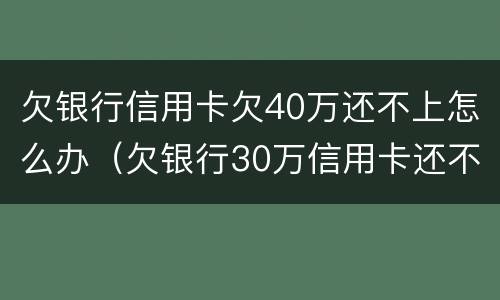 欠银行信用卡欠40万还不上怎么办（欠银行30万信用卡还不上怎么办）