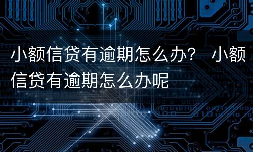 小额信贷有逾期怎么办？ 小额信贷有逾期怎么办呢