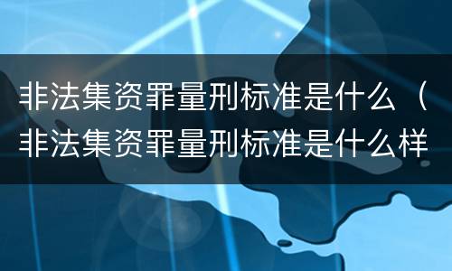 非法集资罪量刑标准是什么（非法集资罪量刑标准是什么样的）